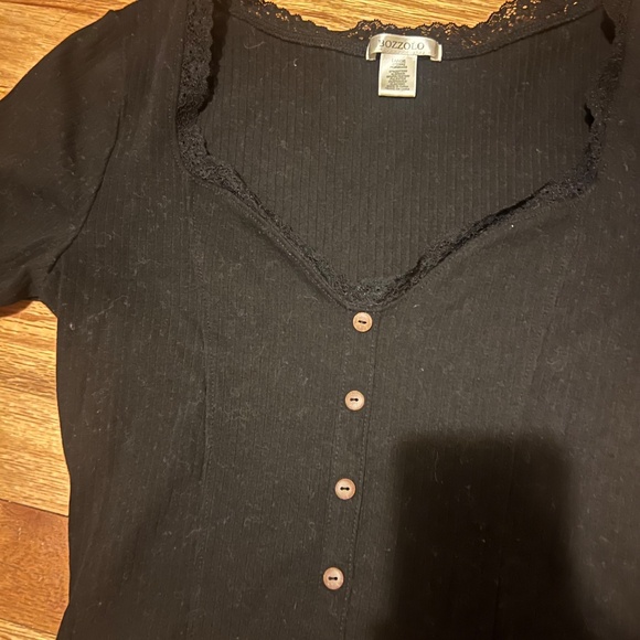 Bolozzo simple black cropped thermal top - Picture 2 of 4